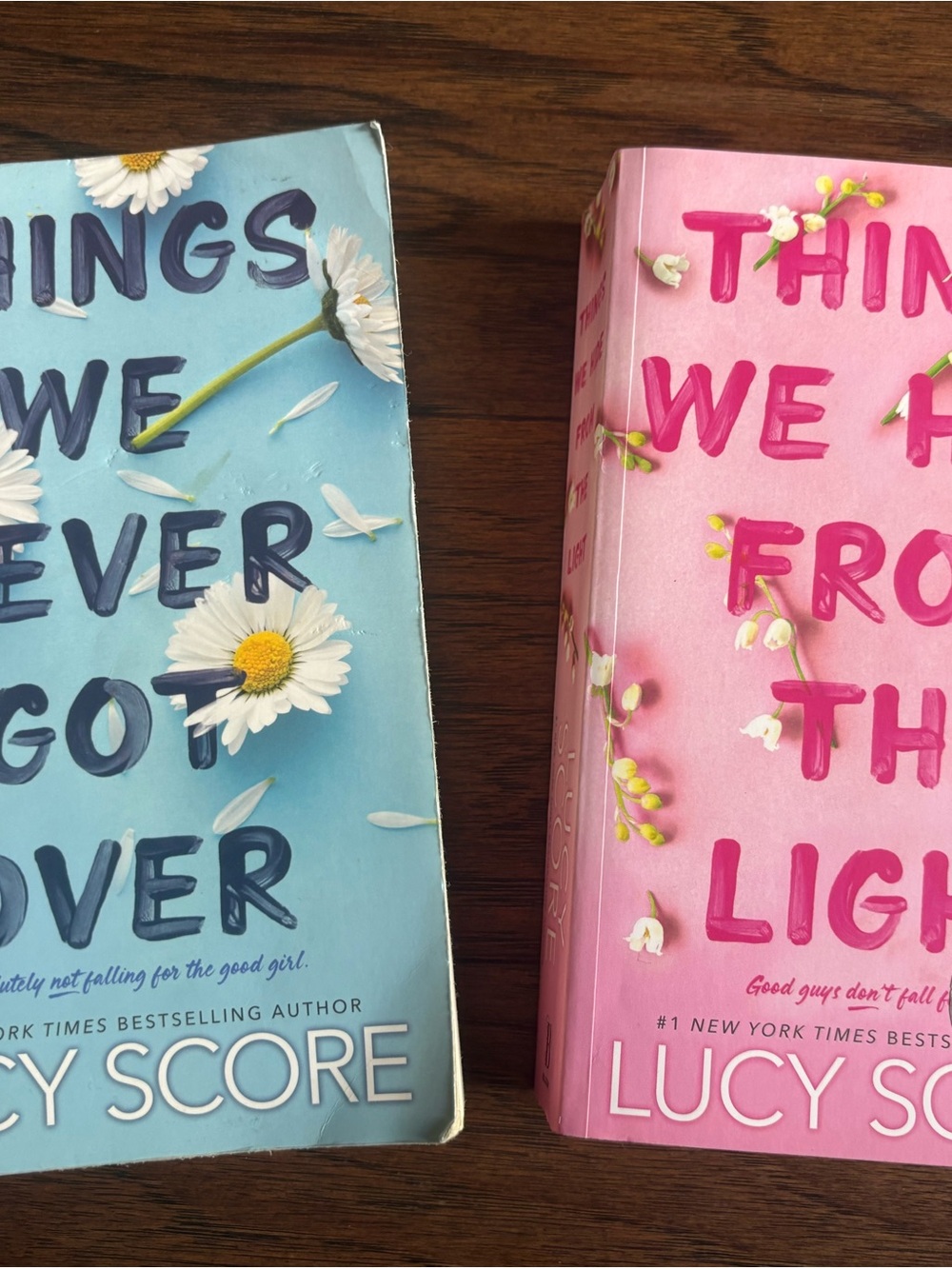 Lucy Score Paperback Books - Blue & Pink Floral Covers